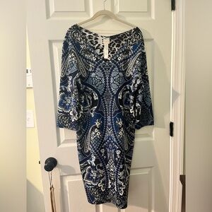Chico's Blue and Black Long Sleeve Dress